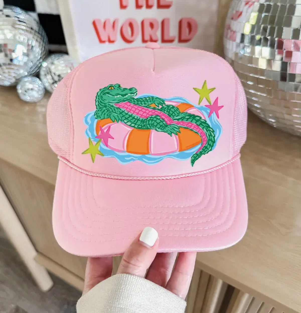 Pink Alligator Trucker hat