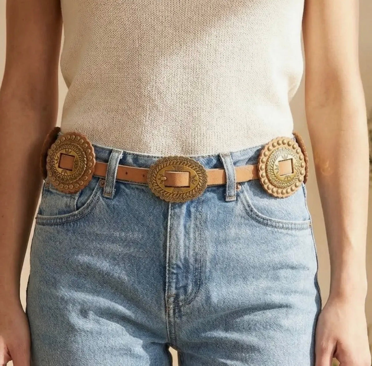 faux leather concho belt