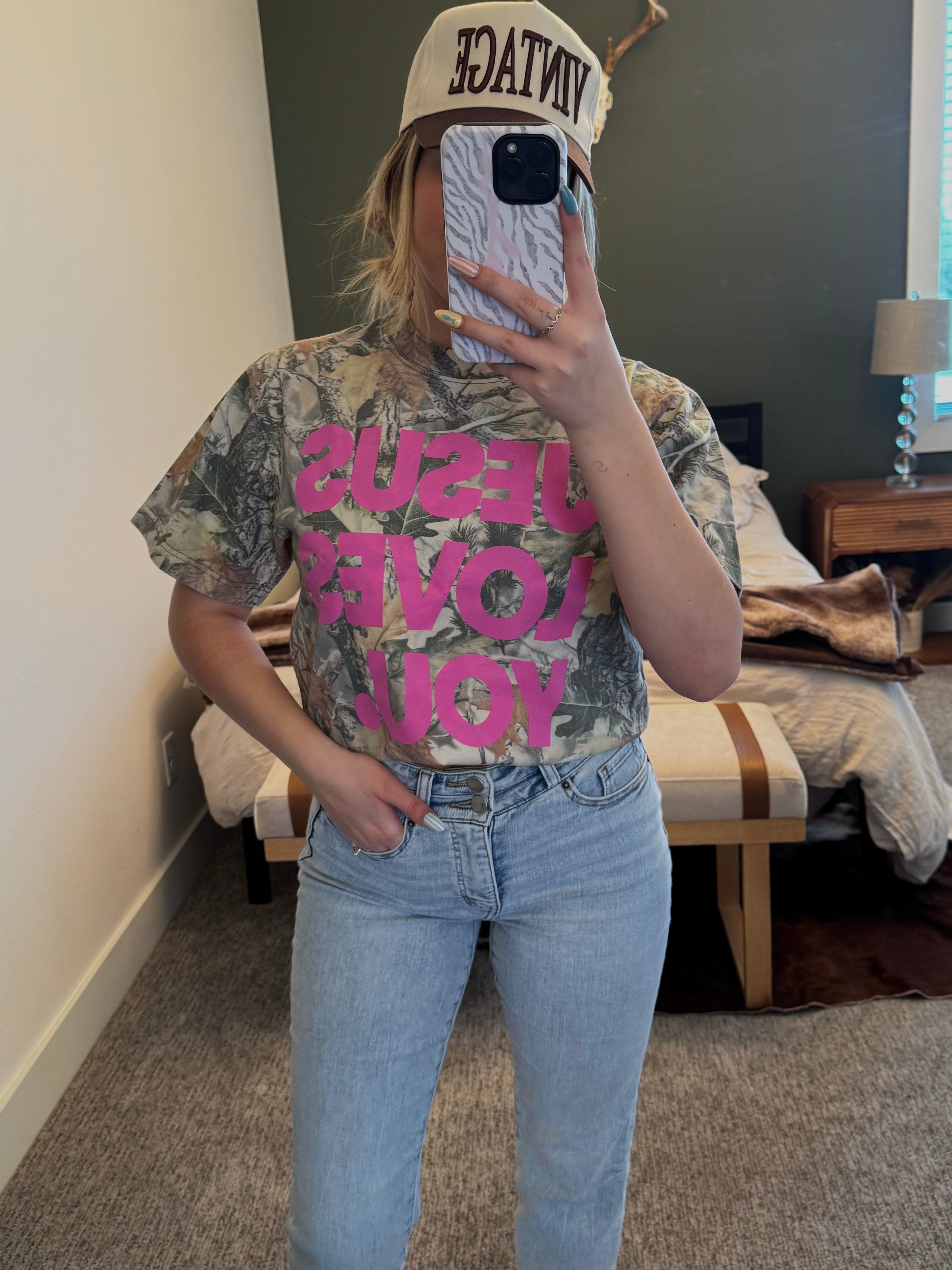 Camo Jesus Loves You T-shirt