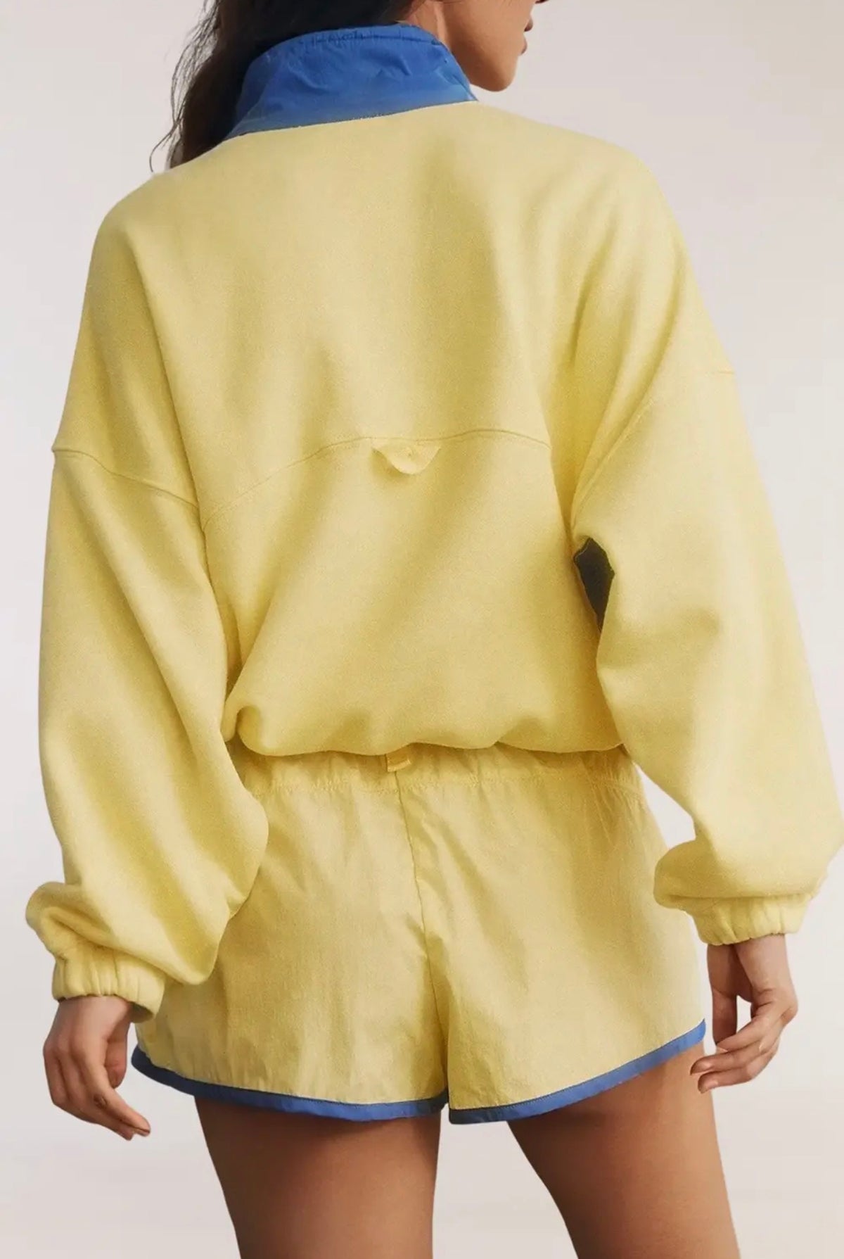 Color Block Half Button Pullover Set