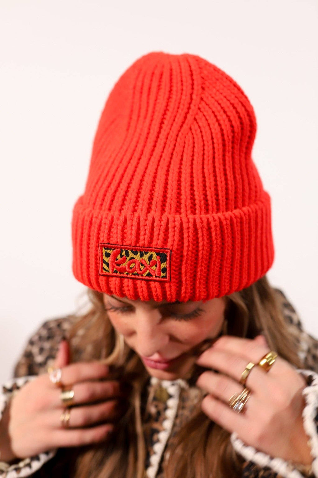 RED CHEETAH BEANIE